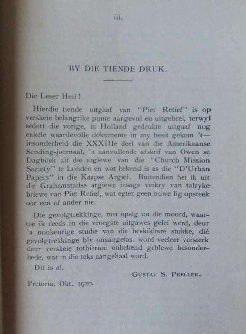 Piet Retief- Gustav S Preller
