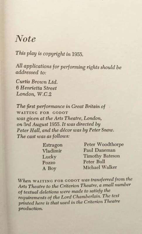 Waiting for Godot- Samuel Beckett (first edition)