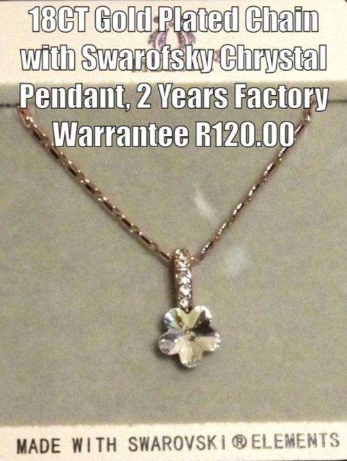 18ct Gold Plated Chain with Pendant, Made with RealSwarovski Elements!