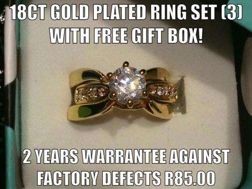 18ct Gold Plated Wedding Ring Set with Free Gift Box!