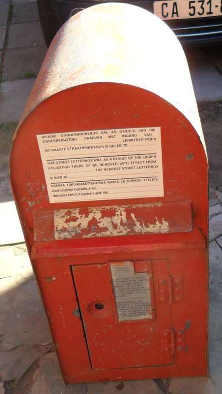 VINTAGE SOUTH AFRICAN MAIL BOX -78CM X35.5CM X 45CM