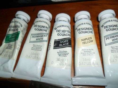 9 TUBES OF USED WINSOR AND NEWTON PAINTS-ROTRING ART PEN -2XPW STORY JAPAN PAINT BRUSHES