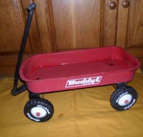 VINTAGE BUDDY L STEEL PULL WAGON \PULL ALONG