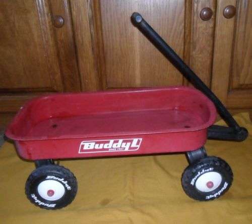 VINTAGE BUDDY L STEEL PULL WAGON \PULL ALONG