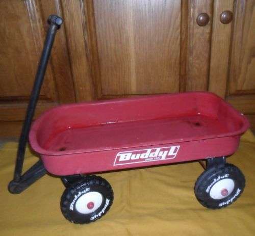 VINTAGE BUDDY L STEEL PULL WAGON \PULL ALONG