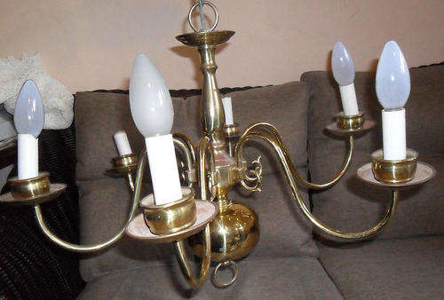 6 ARM  BRASS CHANDELIER