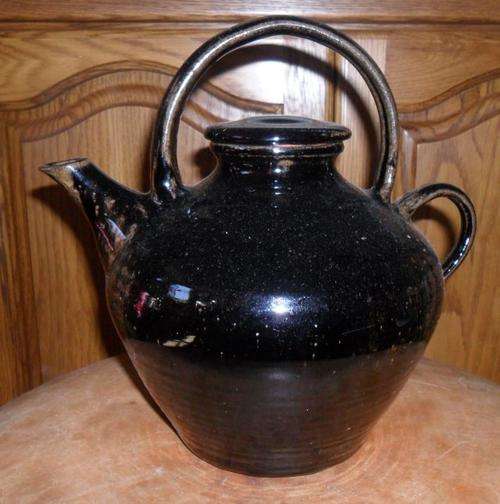ANTIQUE BLACK GLAZED TEAPOT