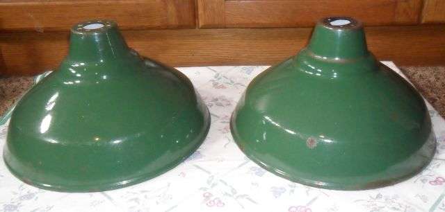 2 X GREEN ENAMEL SHADES -30CM DIAMETER - R150 EACH