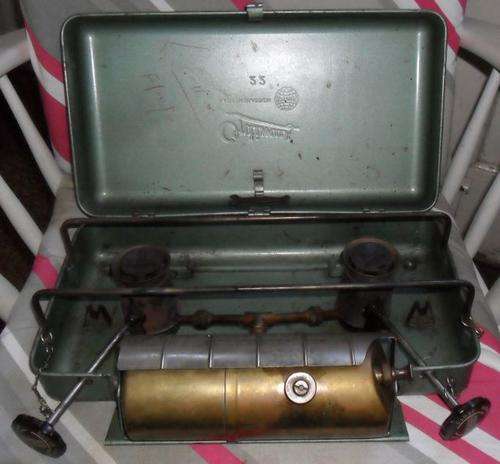 VINTAGE OPTIMUS CAMPING STOVE DOUBLE BURNER -MODEL 22B TRIPOD STOVE