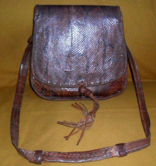 VINTAGE LEATHER SNAKESKIN BAG