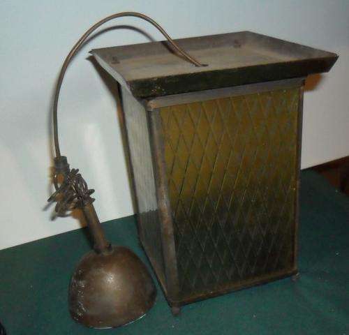 VINTAGE METAL AND GLASS STOEP LANTERN