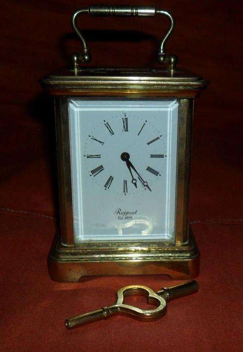 RAPPORT EST 1898 BRITISH MADE BRASS CARRIAGE CLOCK -WORKING