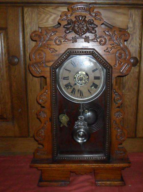 ANTIQUE ANSONIA GINGERBREAD KITCHEN MANTLE SHELF CLOCK