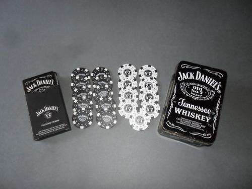 JACK DANIELS TIN CASINO CHIPS AND A PACK OF CARDS