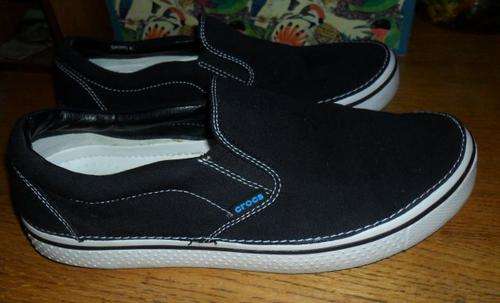 BLACK CROCS CANVAS BOAT DECK SLIP ON LOAFER SHOES SIZE 13 AS NEW