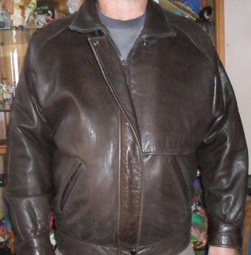 SOFT BROWN LEATHER UNISEX JACKET- SIZE L - ANDREW MARC
