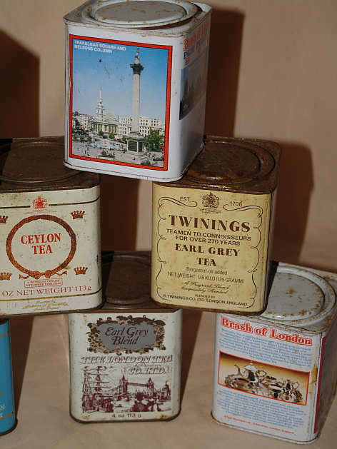 9 X MINIATURE TEA TINS