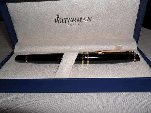 WATERMAN  LACQUER BLACK  EXPERT 2  GOLD TRIM-  FOUNTAIN PEN - NEW