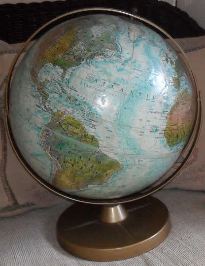 WORLD OCEAN SERIES 12 INCH REPLOGLE GLOBE ON METAL STAND