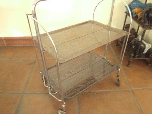 FOLD UP METAL TEA / SERVING / BRAAI TROLLEY (Gerlinol 1950s?)