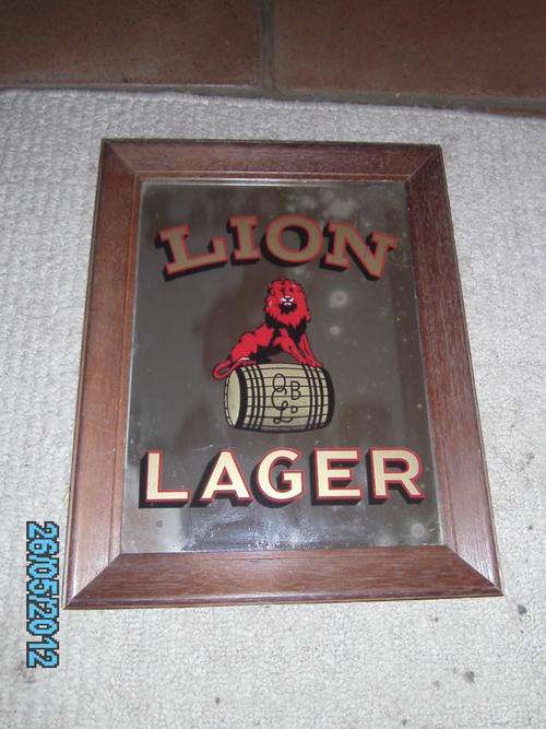 VINTAGE "LION LAGER" BAR MIRROR