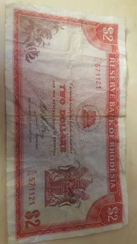 $2 Two Dollars Reserve Bank of Rhodesia 1974