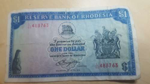 $1 One Dollar Reserve Bank of Rhodesia 1978