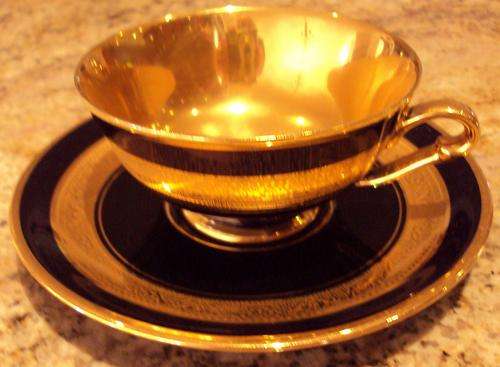 LIMOGES COBALT BLUE AND GOLD CABINET DUO