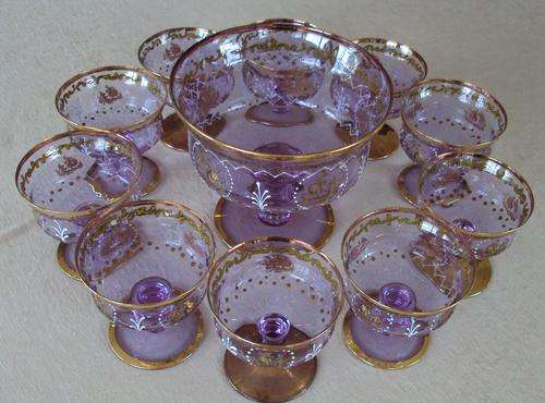 BOHEMIAN GLASS DESSERT SET
