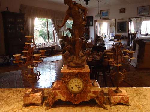 ORNATE  CLOCK & CANDELABRA GARNITURE