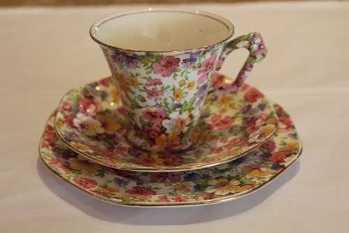 JAMES KENT DU BARRY CHINTZ TEA TRIO