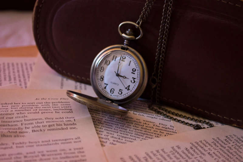 Vintage Look Pocket Watch with Chain - Bronze