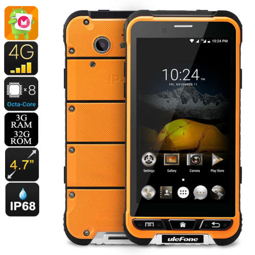 Ulefone ARMOR Orange 4G Lte Smartphone 4.7inch IP68 Waterproof and Dustproof Military standards