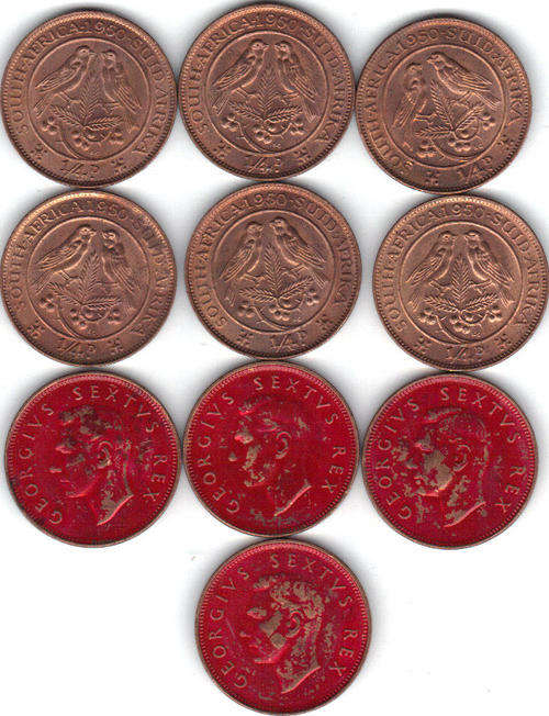 1950 1/4D Farting Coins x 10 **Please View**