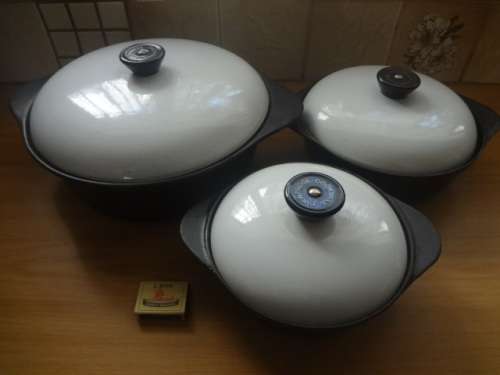Lot of 3 cast iron Cookwell oven-proof pots