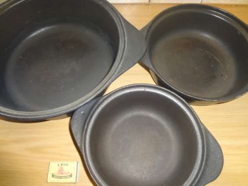 Lot of 3 cast iron Cookwell oven-proof pots