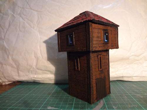 warhammer  - terrain - scenery - watch tower - red roof - A+ painted