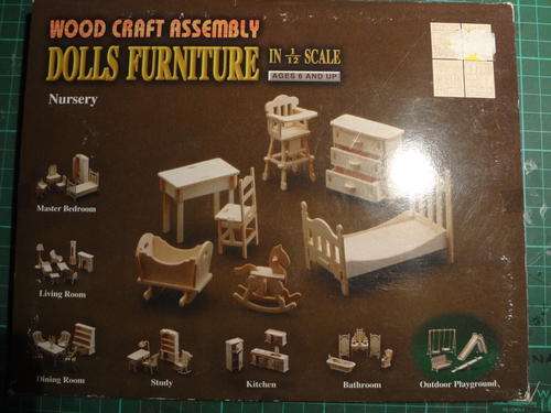 Wooden - dollhouse - Dolls nursery furniture in 1:12 scale new in box.- the nursery