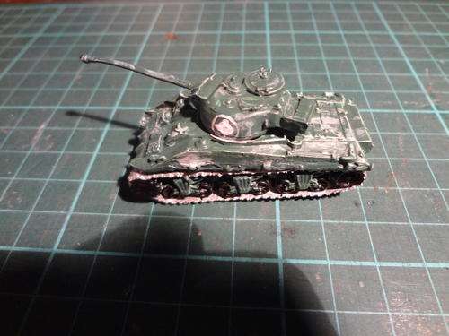 15mm - world war 2 - USA sherman tank green painted (metal (lead soldiers))