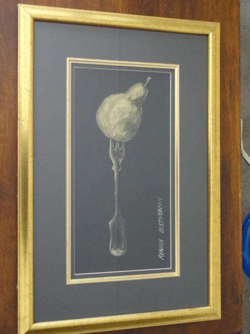 Painting - Framed Forked Apple by Renier Oosthuizen - 63 cm in length