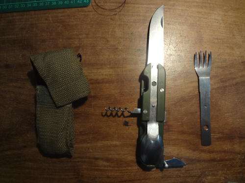 knife - swiss army type - corkscrew, bottle opener, knife, fork, spoon - never used