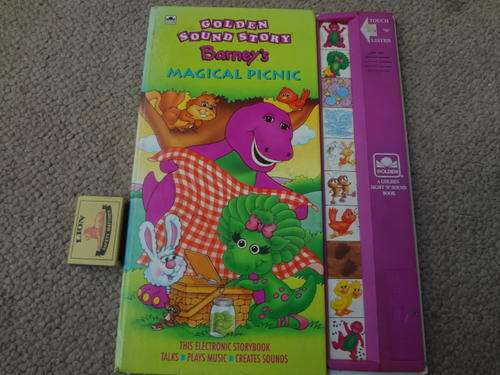 Golden Sound Story Barney's Magical Picnic(hard board book)-sound does not work, pen mark on cover