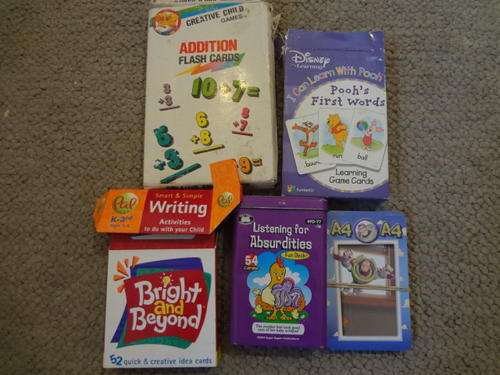 Various educational games cards sets, card puzzle and playing cards