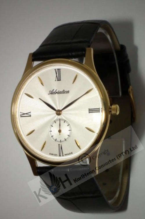 ADRIATICA, *Swiss Made* 18ct Gold pl Thin Series Mens Watch A1230.1263Q