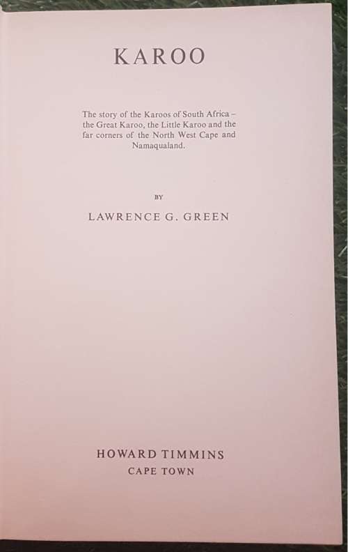 Karoo by Lawrence G Green