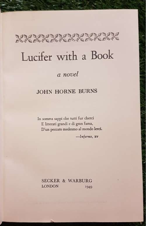 Lucifer with a Book - John Horne Burns. Rare, esp 1st Edition. Controversial)