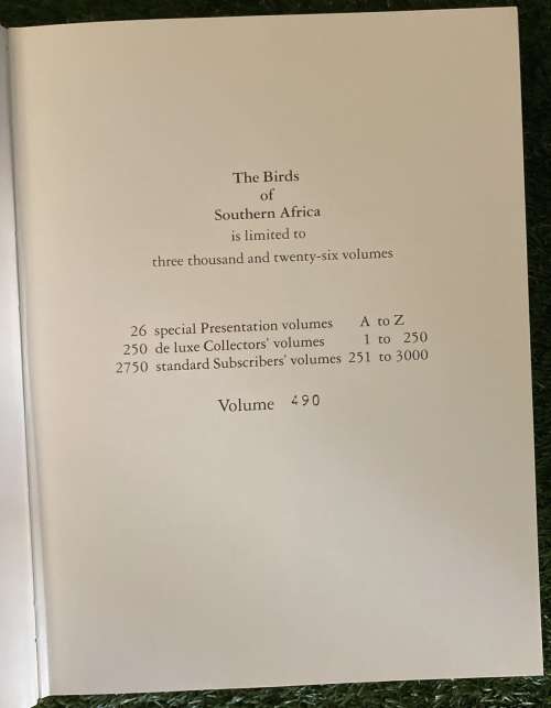 The Birds of Southern Africa. (Limited Ed, 490 of 3026)