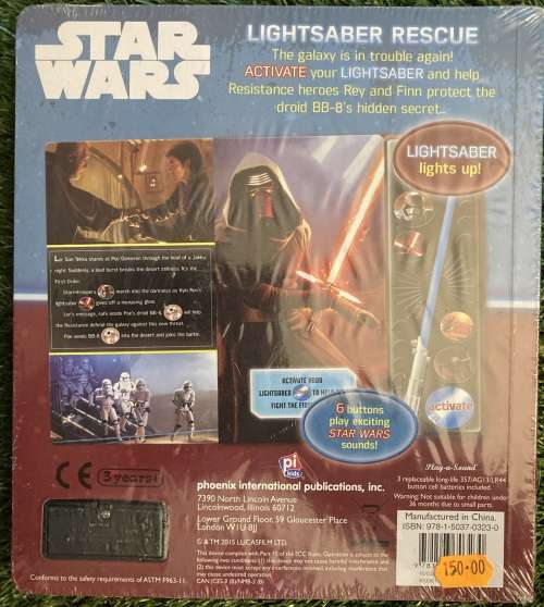 Hard Pages Book with Electronic sounds and non removable mini Lightsaber