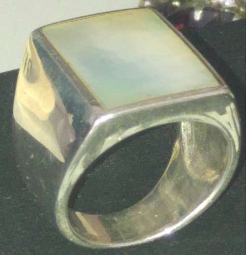 Sterling Silver Broad Ring with MOP Inlay 11.3grams