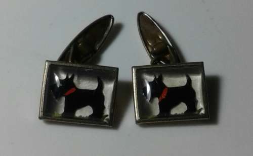 Vintage Gilt Stamped 3D Scotty Dog Cufflinks